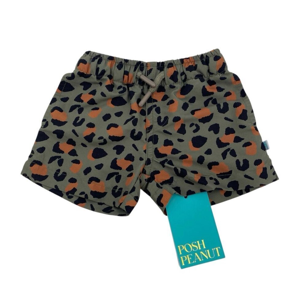 Posh Peanut Newborn Size 0-3M Green Eli Swim Trunks Animal Print NWT